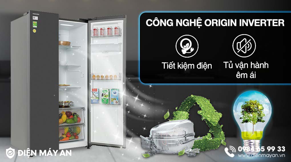 Tủ Lạnh Toshiba Inverter 596 Lít Side By Side GR-RS775WI-PMV(06)-MG - công nghệ tiết kiệm điện